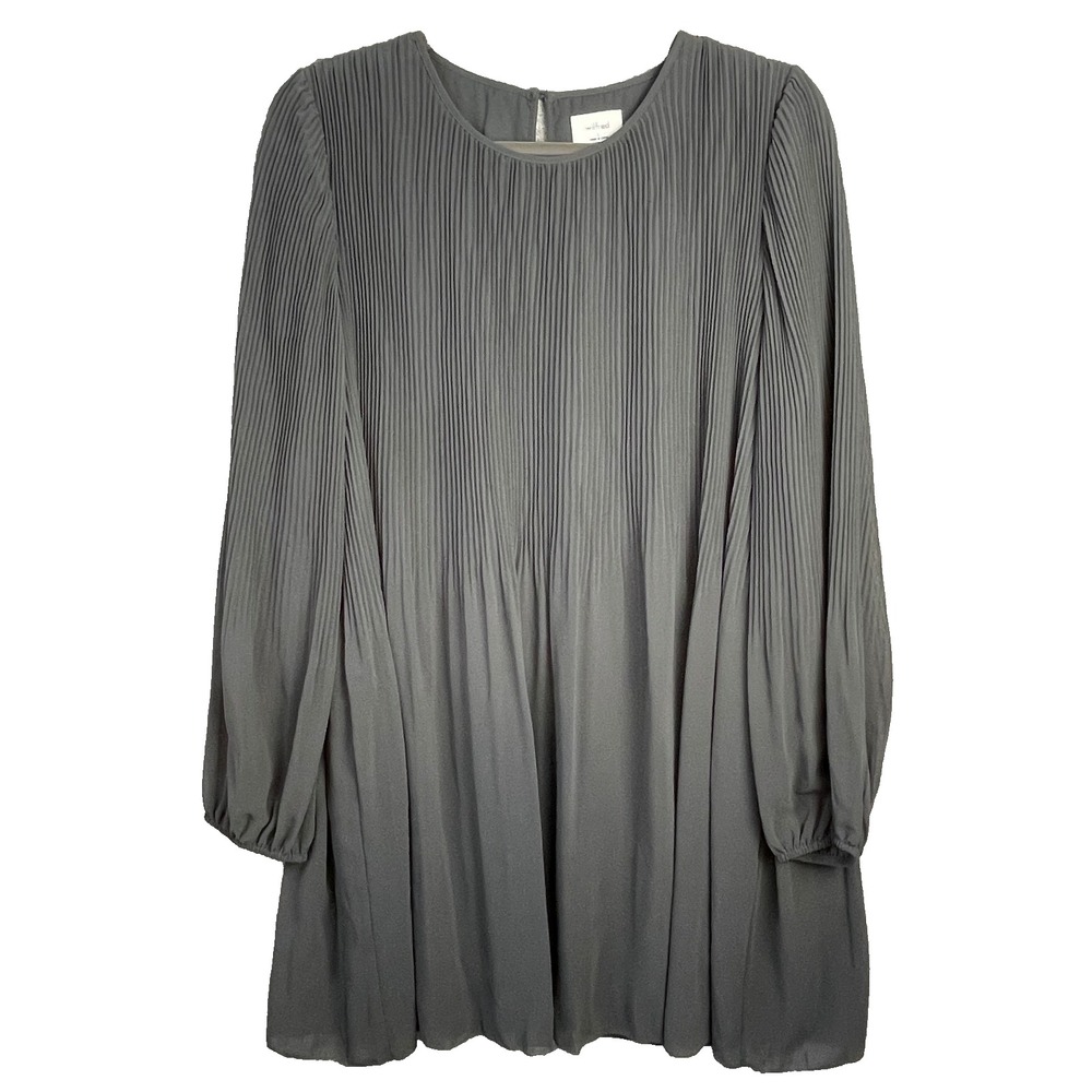 Aritzia Wilfred Dress Womens Size Large Grey Pleated Balloon Sleeve‎ Babydoll